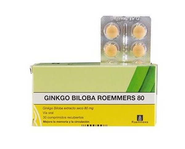 Imagen de GINKGO BILOBA  80 ROEMMERS 2 CAJAS 80 mg [60 comp.]
